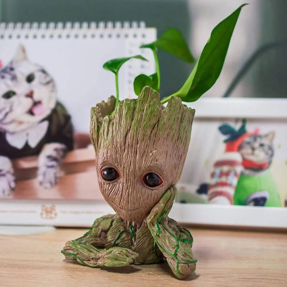 Groot Thinking Resin Planter | Cute Succulent & Bonsai Pot | Indoor Tabletop & Desk Décor | Home & Office Decoration