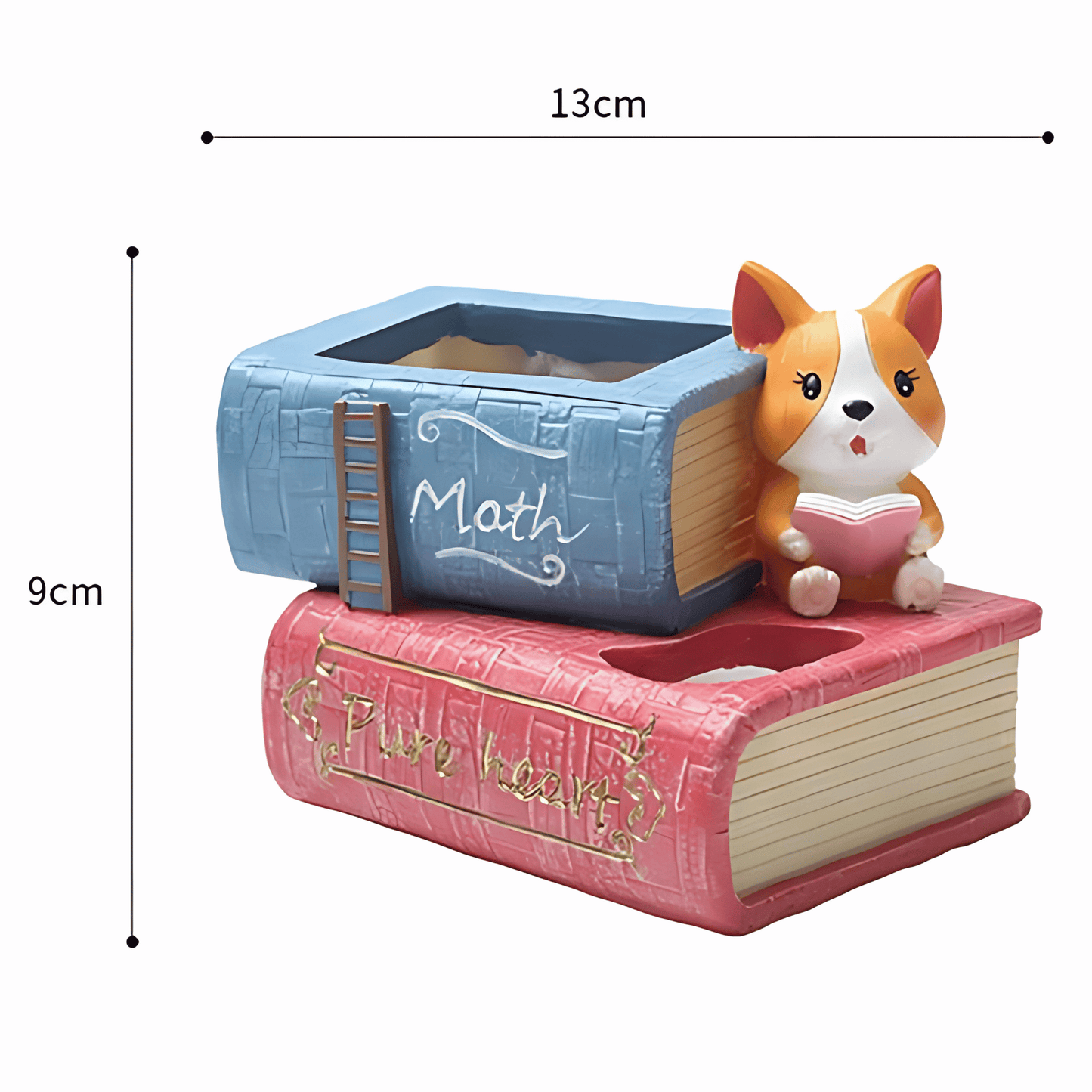 Dog Reading Book Resin Planter | Handmade Indoor & Outdoor Succulent Pot | Cute Home & Office Desk Décor