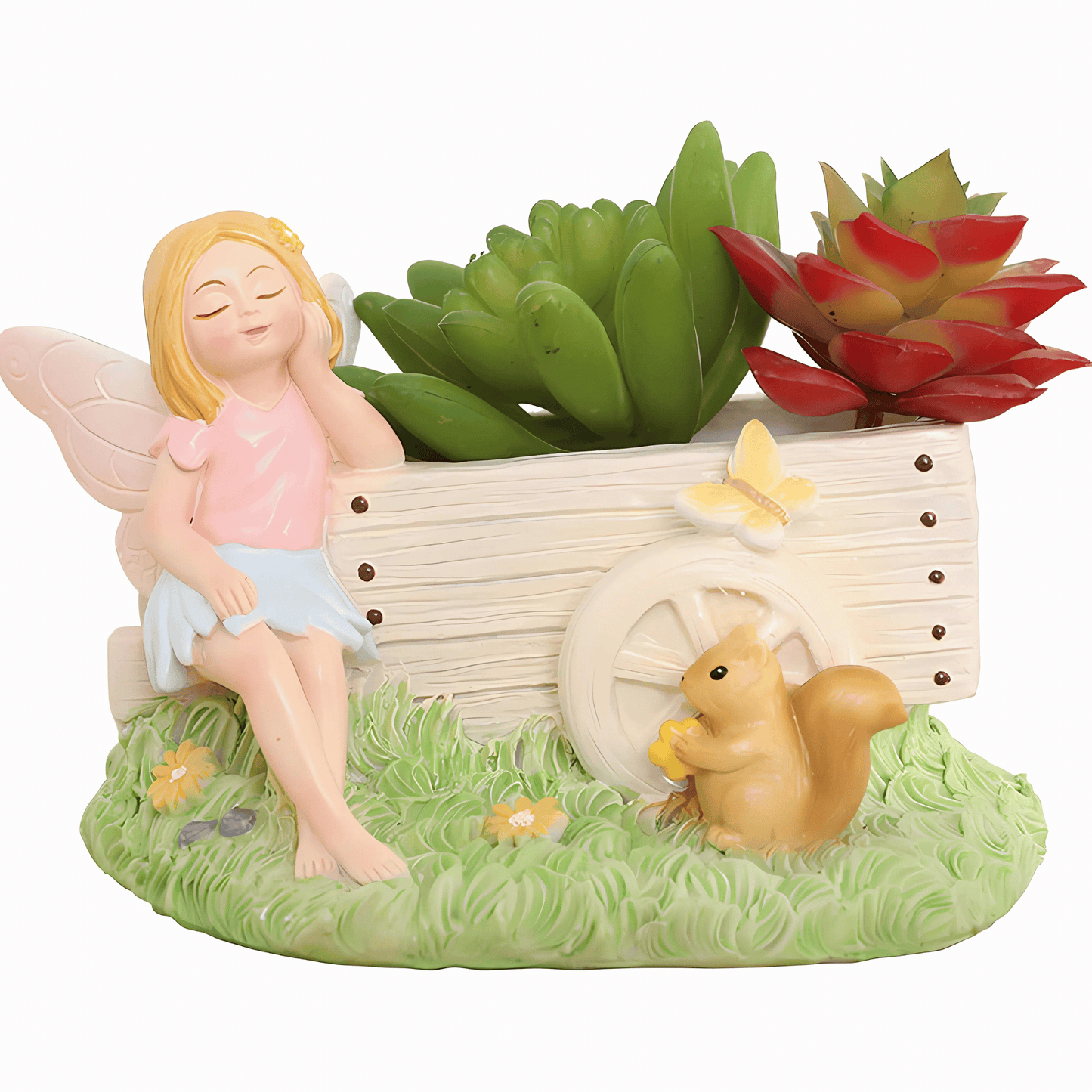 Beautiful Lady with Cart Resin Planter | Handmade Indoor & Outdoor Succulent Pot | Decorative Garden & Home Décor